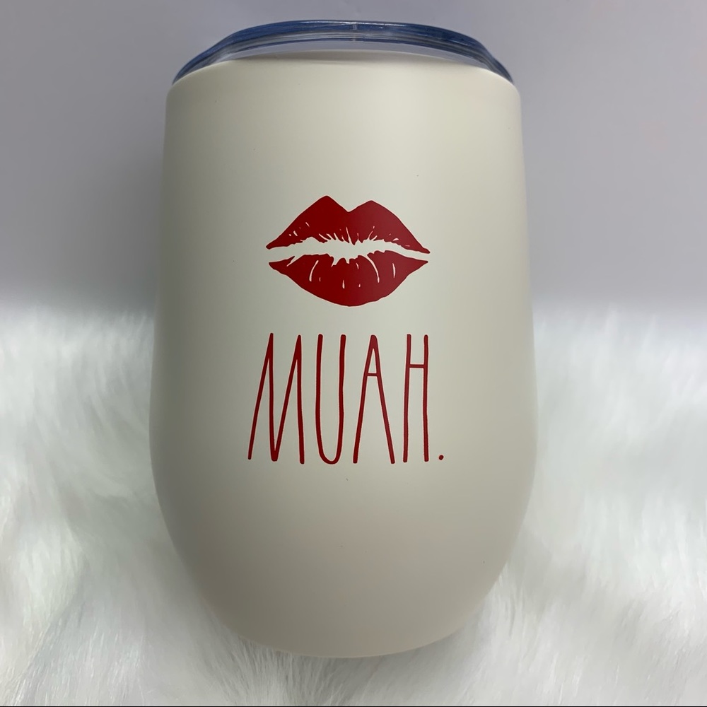Rae Dunn “MUAH”. Insulated Wine Tumbler with Lid 12 oz. NEW